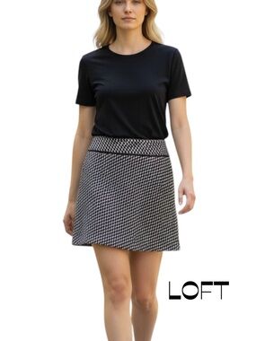 LOFT Black Gray White Tweed Skirt NWOT Size 6